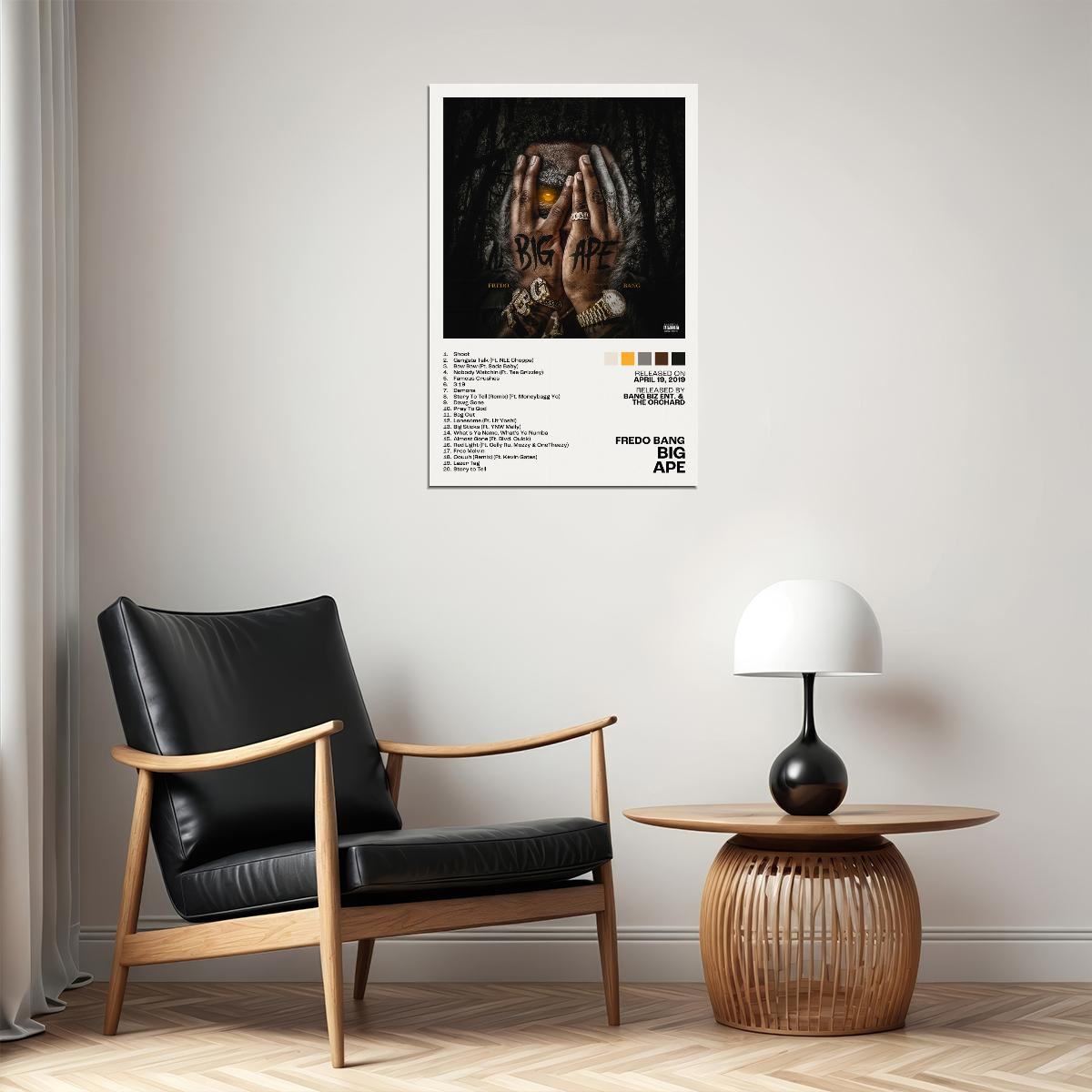 Fredo Bang Big Ape Album Cover Music Poster Rap Home Decor For Living Room Hip-Hop Aesthetic Rapper Album Wall Art Records Poster Wall Decor For Bedroom