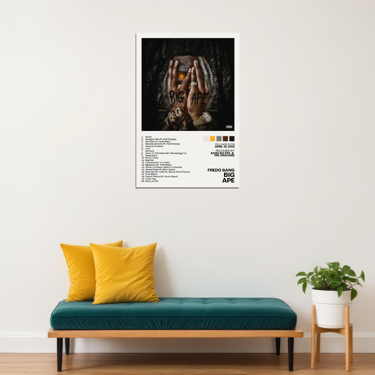 Fredo Bang Big Ape Album Cover Music Poster Rap Home Decor For Living Room Hip-Hop Aesthetic Rapper Album Wall Art Records Poster Wall Decor For Bedroom