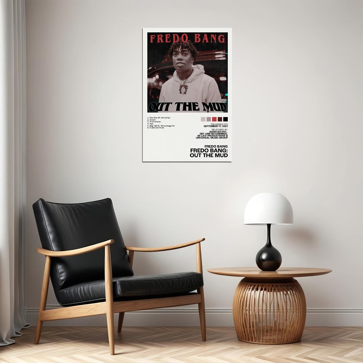 Fredo Bang Fredo Bang Out The Mud Album Cover Music Poster Rap Home Decor For Living Room Hip-Hop Aesthetic Rapper Album Wall Art Records Poster Wall Decor For Bedroom