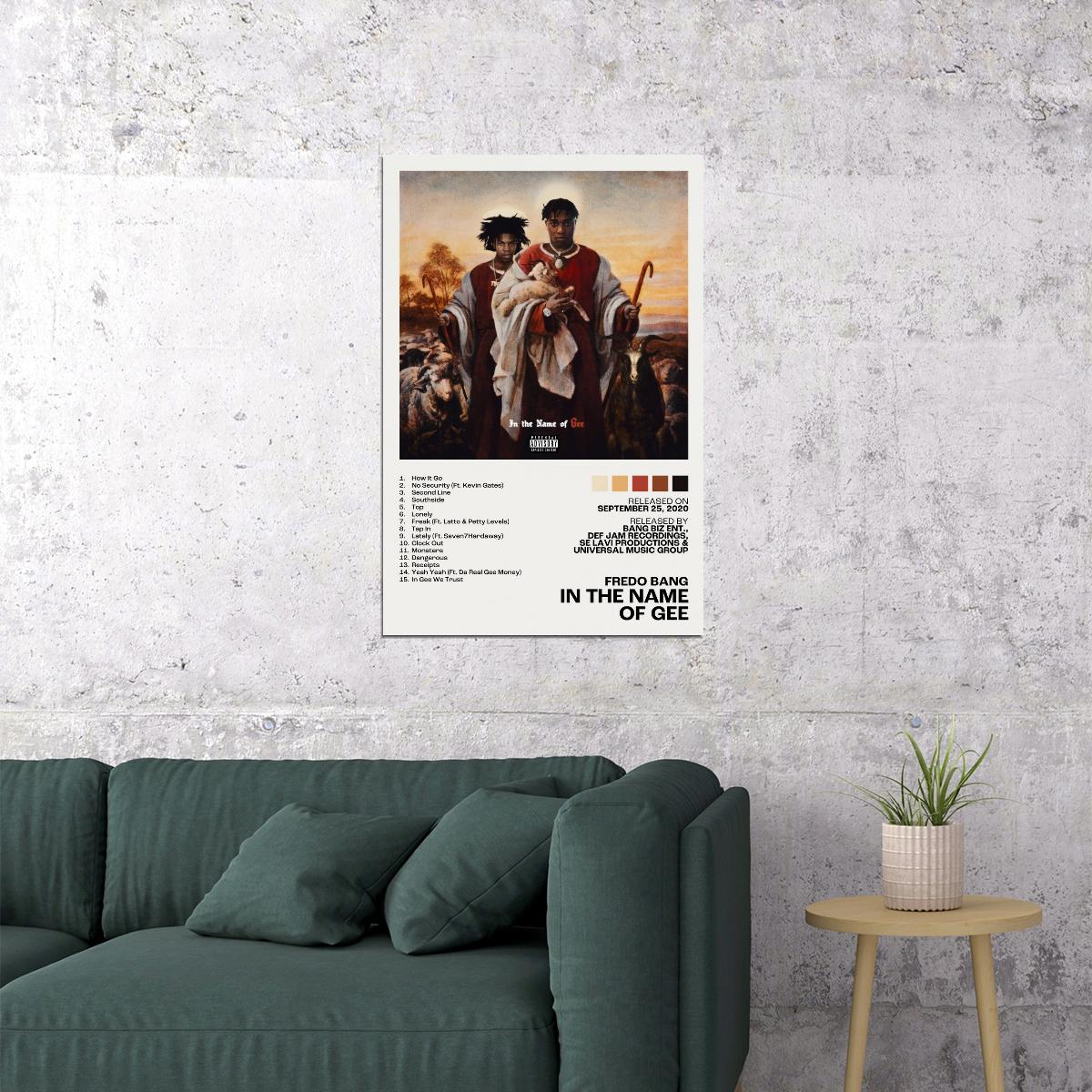 Fredo Bang In The Name of Gee Album Cover Music Poster Rap Home Decor For Living Room Hip-Hop Aesthetic Rapper Album Wall Art Records Poster Wall Decor For Bedroom