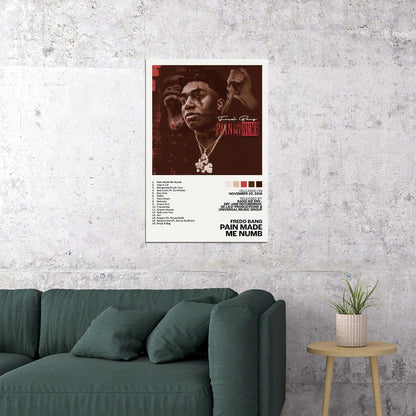 Fredo Bang Pain Made Me Numb Album Cover Music Poster Rap Home Decor For Living Room Hip-Hop Aesthetic Rapper Album Wall Art Records Poster Wall Decor For Bedroom