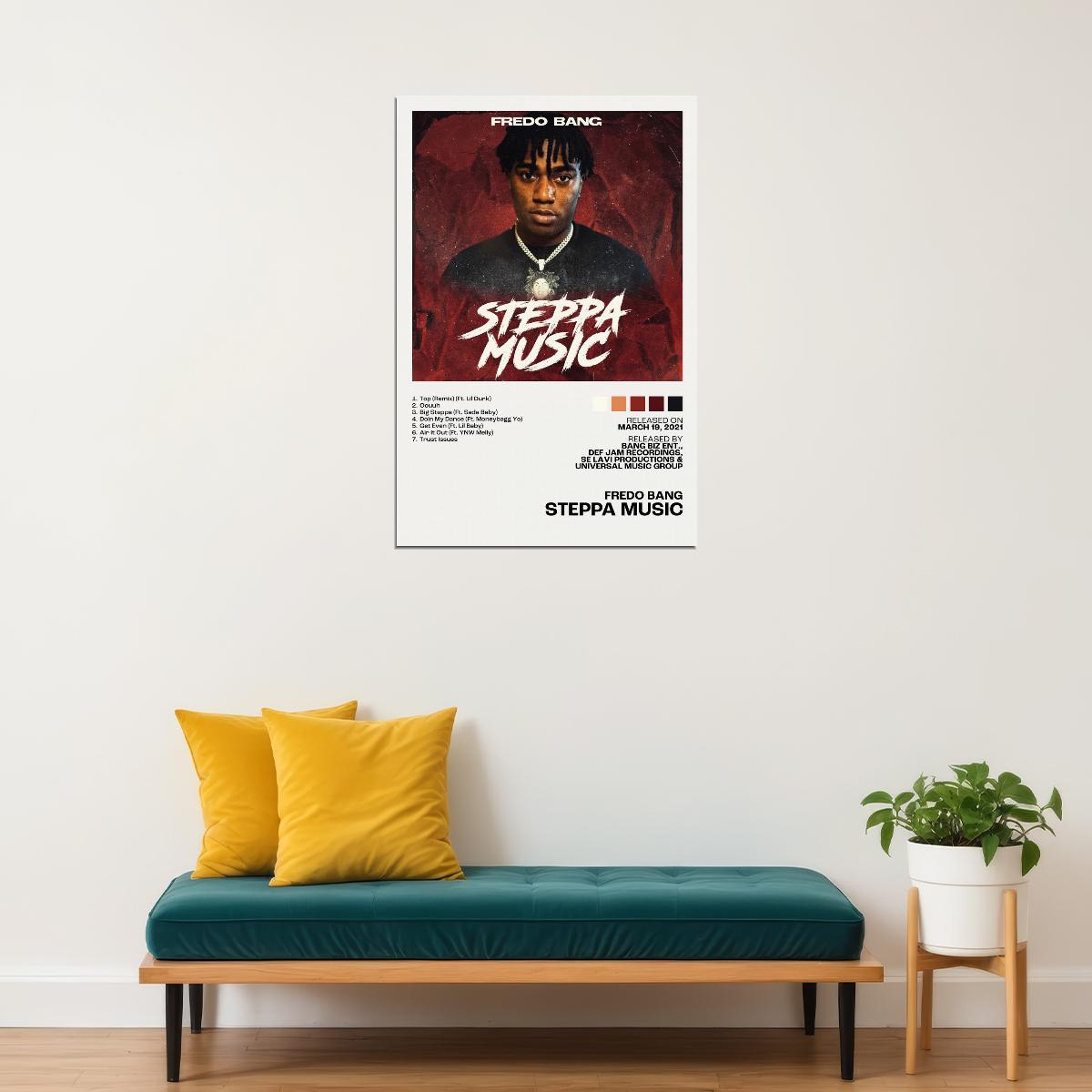 Fredo Bang Steppa Music Album Cover Music Poster Rap Home Decor For Living Room Hip-Hop Aesthetic Rapper Album Wall Art Records Poster Wall Decor For Bedroom