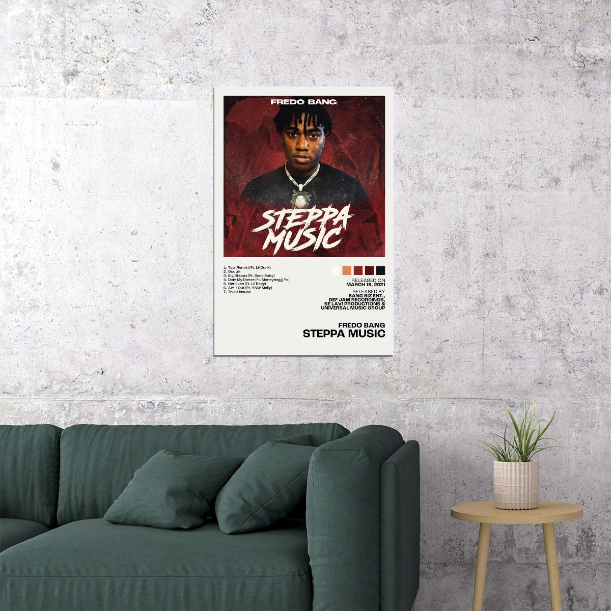 Fredo Bang Steppa Music Album Cover Music Poster Rap Home Decor For Living Room Hip-Hop Aesthetic Rapper Album Wall Art Records Poster Wall Decor For Bedroom