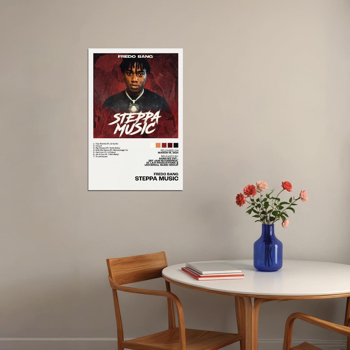 Fredo Bang Steppa Music Album Cover Music Poster Rap Home Decor For Living Room Hip-Hop Aesthetic Rapper Album Wall Art Records Poster Wall Decor For Bedroom