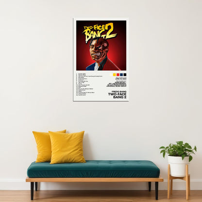 Fredo Bang Two-Face Bang 2 Album Cover Music Poster Rap Home Decor For Living Room Hip-Hop Aesthetic Rapper Album Wall Art Records Poster Wall Decor For Bedroom