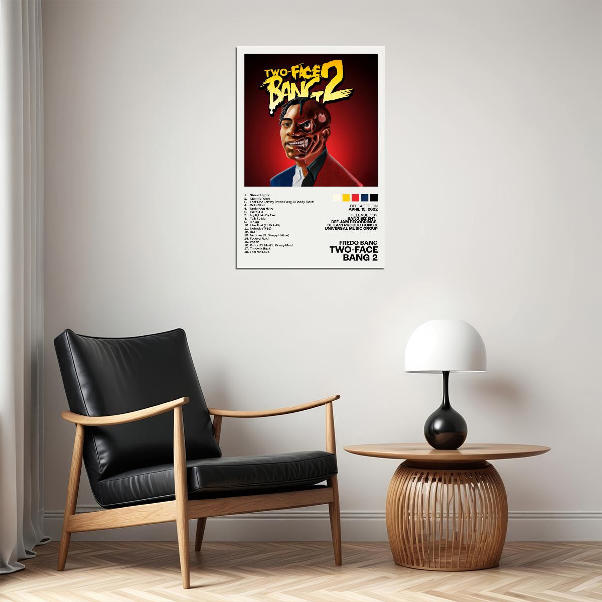 Fredo Bang Two-Face Bang 2 Album Cover Music Poster Rap Home Decor For Living Room Hip-Hop Aesthetic Rapper Album Wall Art Records Poster Wall Decor For Bedroom