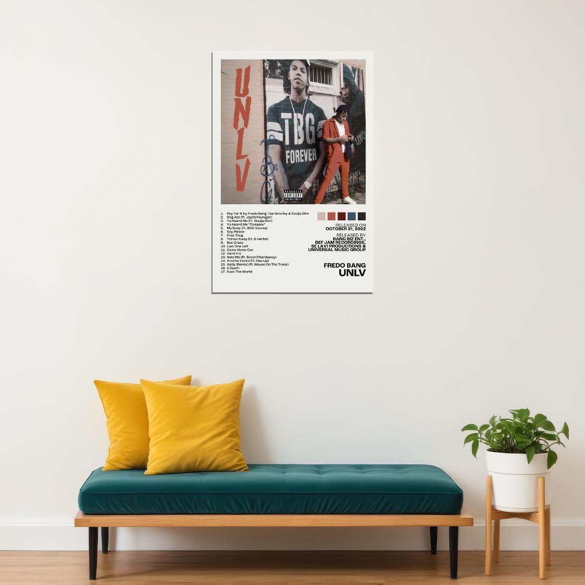 Fredo Bang UNLV Album Cover Music Poster Rap Home Decor For Living Room Hip-Hop Aesthetic Rapper Album Wall Art Records Poster Wall Decor For Bedroom