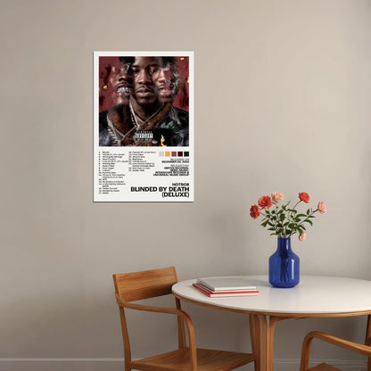 Hotboii Blinded By Death (Deluxe) Album Cover Music Poster Rap Home Decor For Living Room Hip-Hop Aesthetic Rapper Album Wall Art Records Poster Wall Decor For Bedroom - xonomax