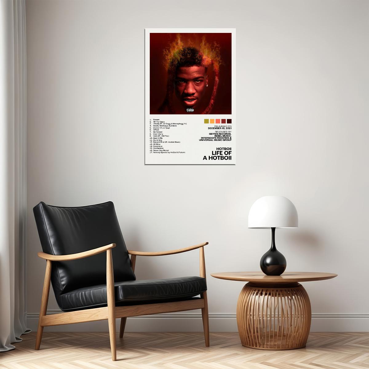 Hotboii Life Of A Hotboii Album Cover Music Poster Rap Home Decor For Living Room Hip-Hop Aesthetic Rapper Album Wall Art Records Poster Wall Decor For Bedroom