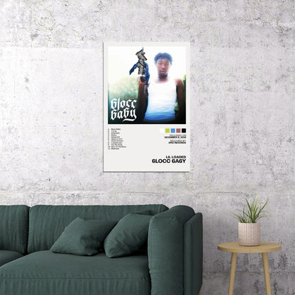 Lil Loaded 6locc 6a6y Album Cover Music Poster Rap Home Decor For Living Room Hip-Hop Aesthetic Rapper Album Wall Art Records Poster Wall Decor For Bedroom