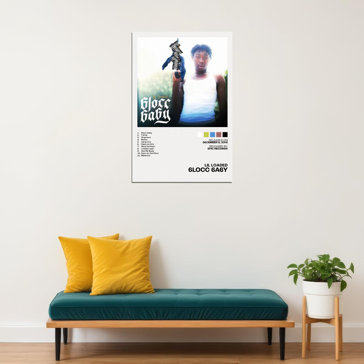 Lil Loaded 6locc 6a6y Album Cover Music Poster Rap Home Decor For Living Room Hip-Hop Aesthetic Rapper Album Wall Art Records Poster Wall Decor For Bedroom