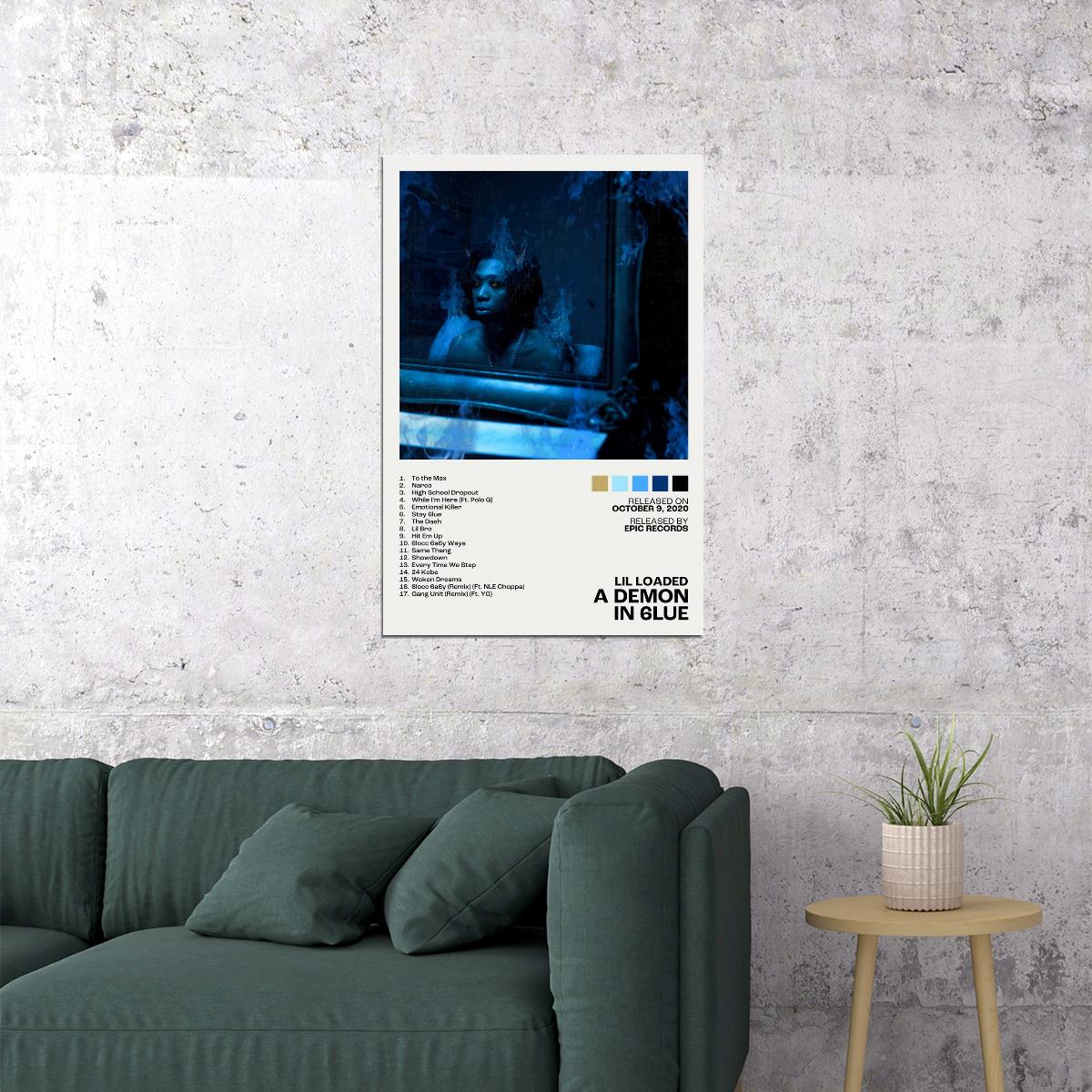 Demon Rapper Album Cover Poster - Lil Loaded A Demon In 6lue Album Cover Music Poster Rap Home ...