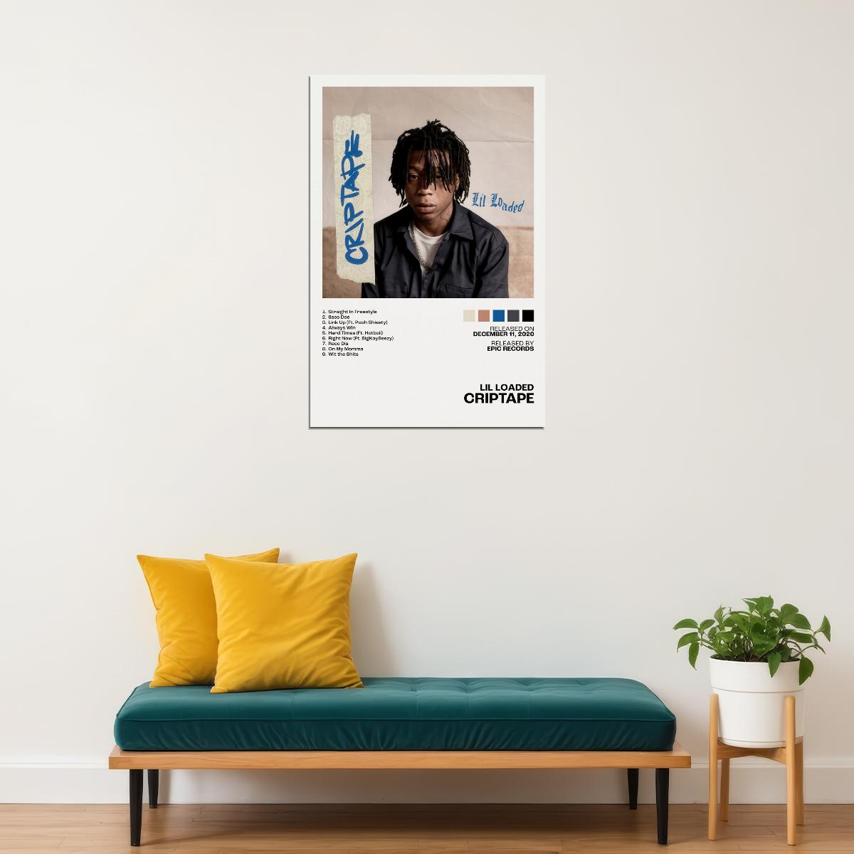 Lil Loaded CRIPTAPE Album Cover Music Poster Rap Home Decor For Living Room Hip-Hop Aesthetic Rapper Album Wall Art Records Poster Wall Decor For Bedroom