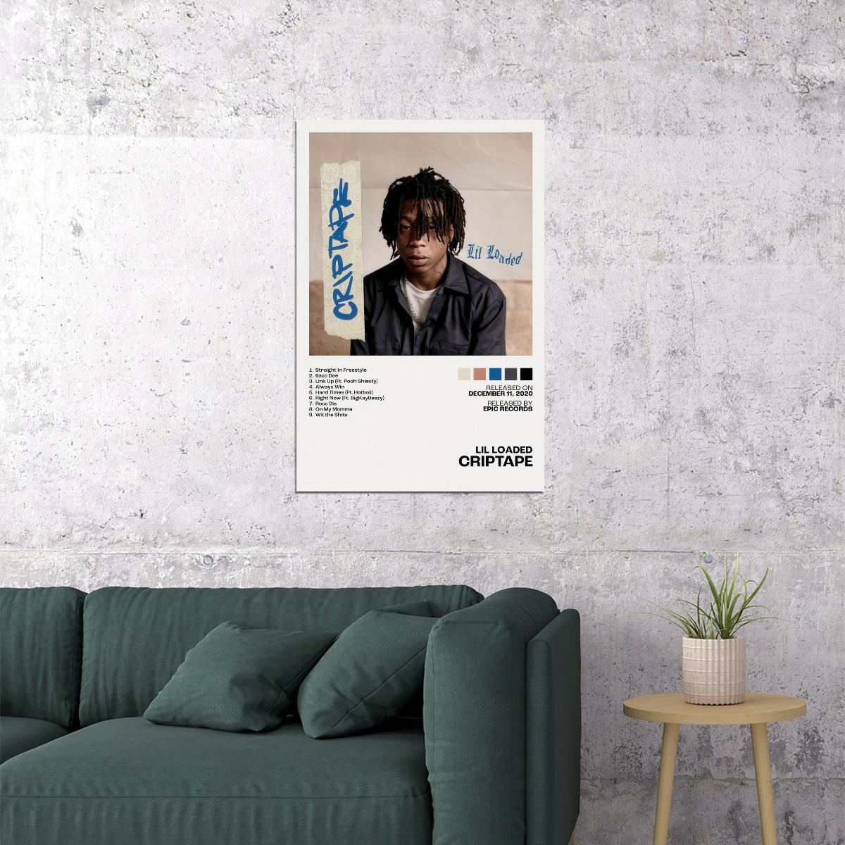 Lil Loaded CRIPTAPE Album Cover Music Poster Rap Home Decor For Living Room Hip-Hop Aesthetic Rapper Album Wall Art Records Poster Wall Decor For Bedroom