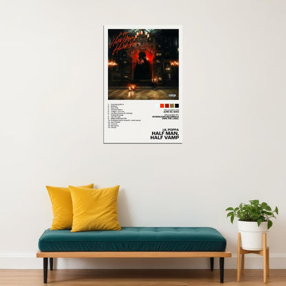 Lil Poppa Half Man, Half Vamp Album Cover Music Poster Rap Home Decor For Living Room Hip-Hop Aesthetic Rapper Album Wall Art Records Poster Wall Decor For Bedroom