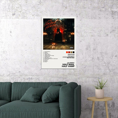 Lil Poppa Half Man, Half Vamp Album Cover Music Poster Rap Home Decor For Living Room Hip-Hop Aesthetic Rapper Album Wall Art Records Poster Wall Decor For Bedroom