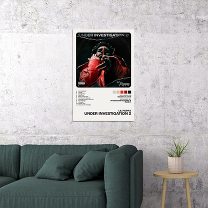 Lil Poppa Under Investigation 2 Album Cover Music Poster Rap Home Decor For Living Room Hip-Hop Aesthetic Rapper Album Wall Art Records Poster Wall Decor For Bedroom