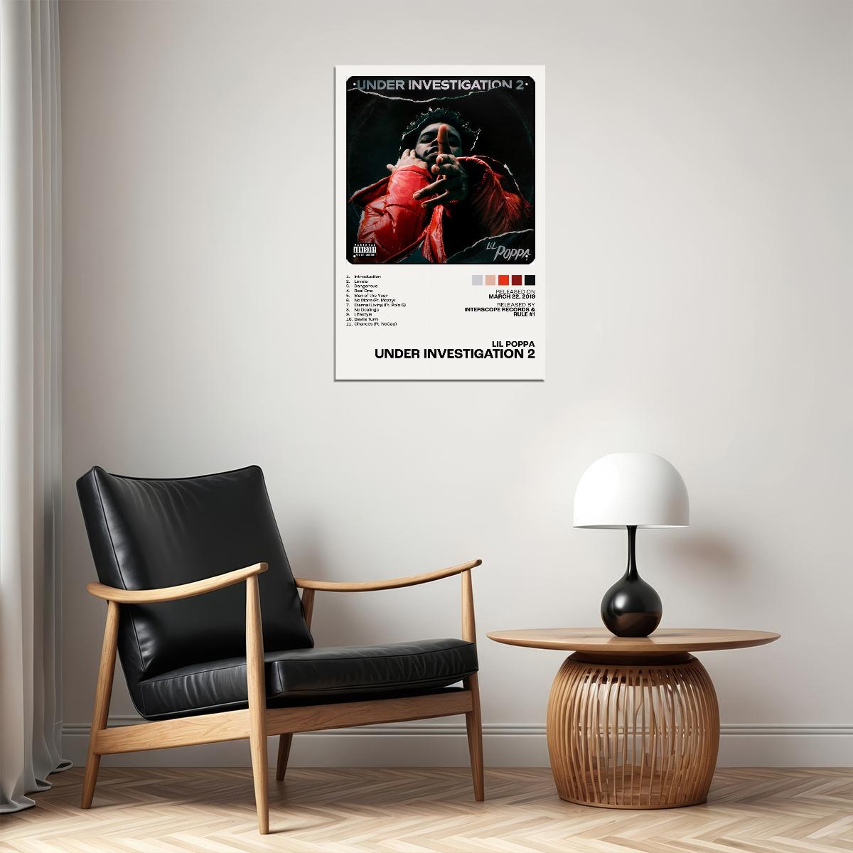 Lil Poppa Under Investigation 2 Album Cover Music Poster Rap Home Decor For Living Room Hip-Hop Aesthetic Rapper Album Wall Art Records Poster Wall Decor For Bedroom