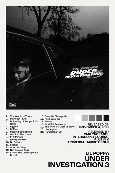 Poster - Lil Poppa Under Investigation 3 Album Cover Music Poster