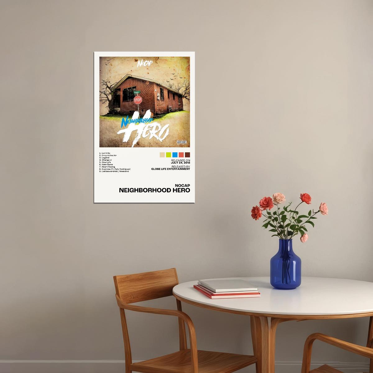 NoCap Neighborhood Hero Album Cover Music Poster Rap Home Decor For Living Room Hip-Hop Aesthetic Rapper Album Wall Art Records Poster Wall Decor For Bedroom