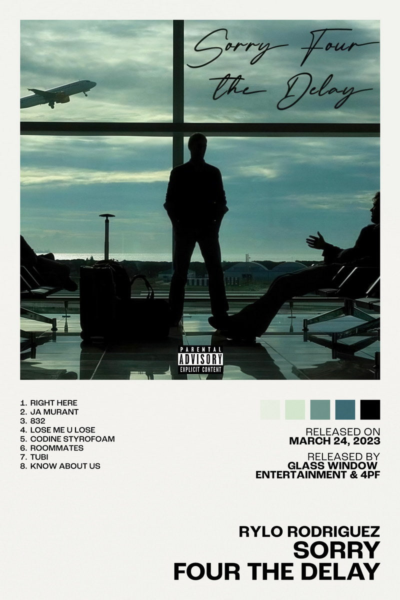 Rylo Rodriguez Sorry Four The Delay Album Cover Music Poster Rap Home Decor For Living Room Hip-Hop Aesthetic Rapper Album Wall Art Records Poster Wall Decor For Bedroom