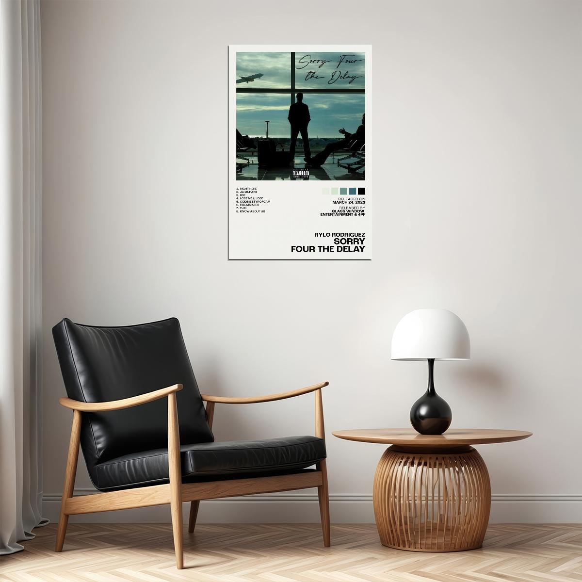 Rylo Rodriguez Sorry Four The Delay Album Cover Music Poster Rap Home Decor For Living Room Hip-Hop Aesthetic Rapper Album Wall Art Records Poster Wall Decor For Bedroom