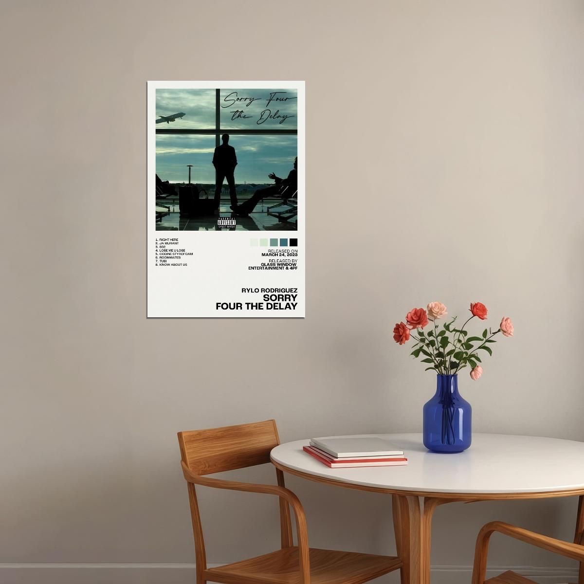 Rylo Rodriguez Sorry Four The Delay Album Cover Music Poster Rap Home Decor For Living Room Hip-Hop Aesthetic Rapper Album Wall Art Records Poster Wall Decor For Bedroom