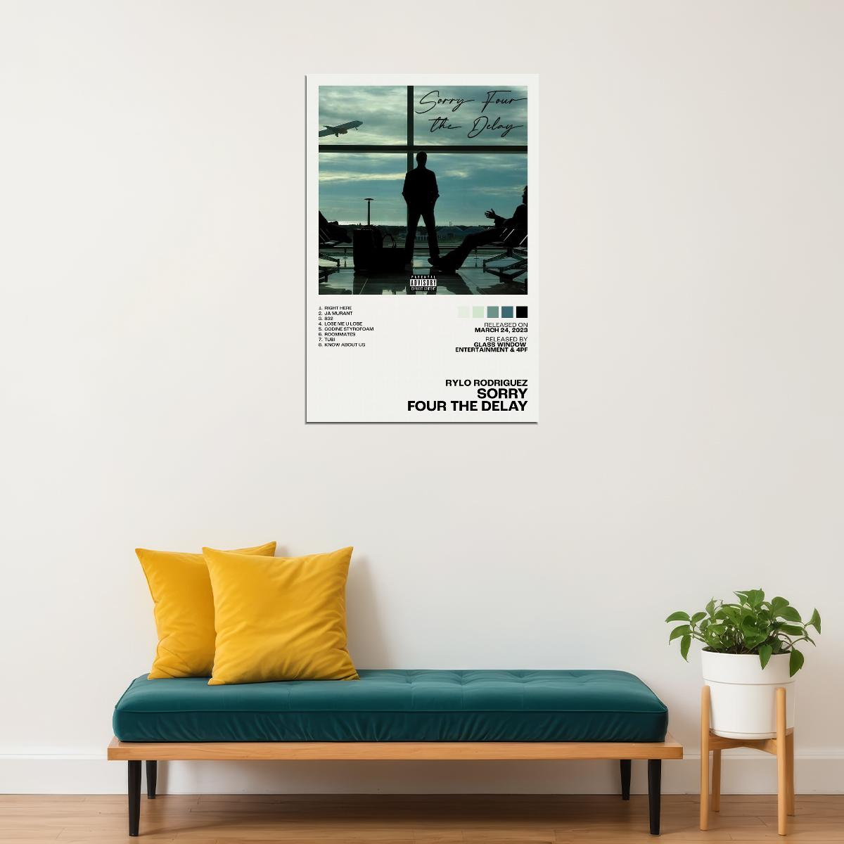 Rylo Rodriguez Sorry Four The Delay Album Cover Music Poster Rap Home Decor For Living Room Hip-Hop Aesthetic Rapper Album Wall Art Records Poster Wall Decor For Bedroom