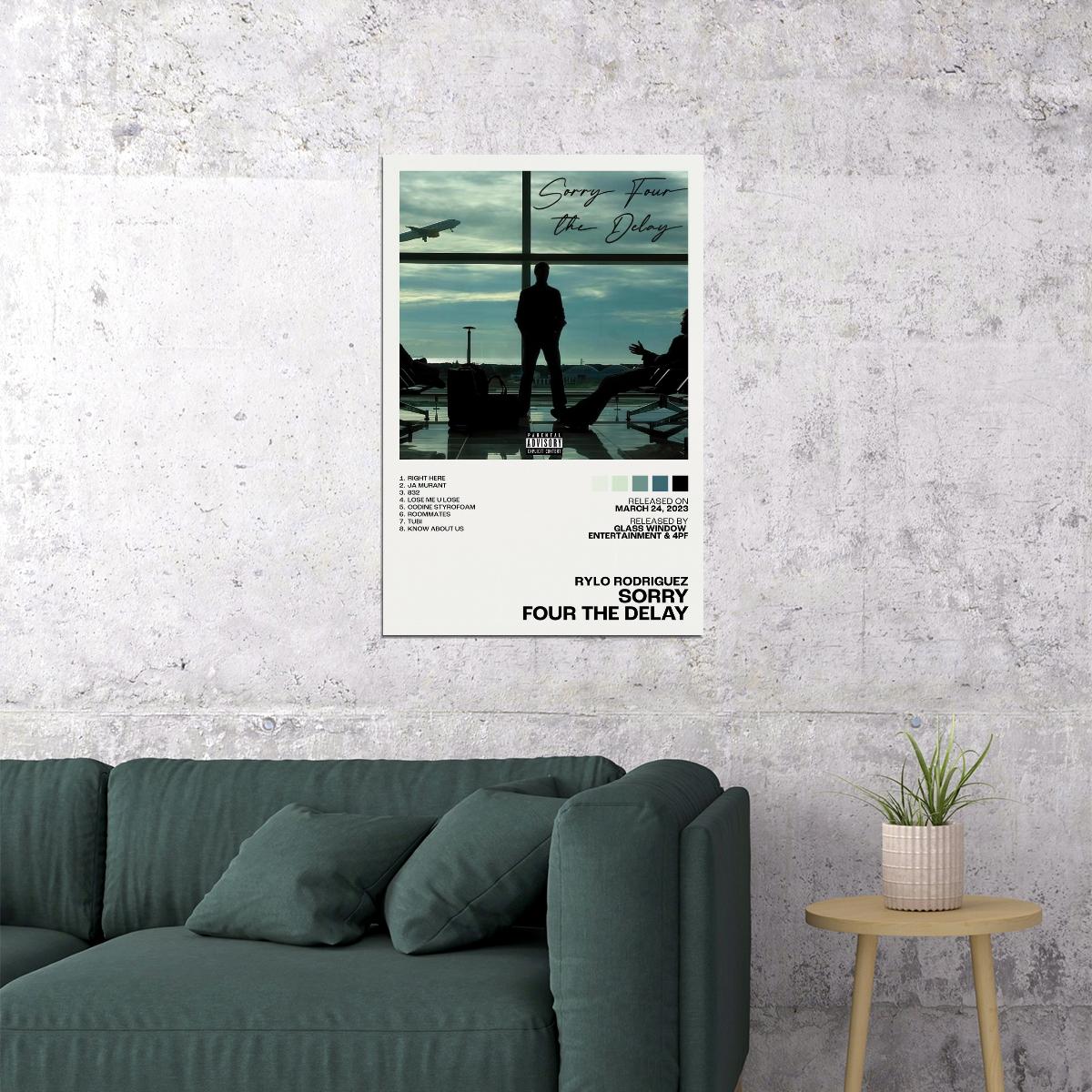 Rylo Rodriguez Sorry Four The Delay Album Cover Music Poster Rap Home Decor For Living Room Hip-Hop Aesthetic Rapper Album Wall Art Records Poster Wall Decor For Bedroom