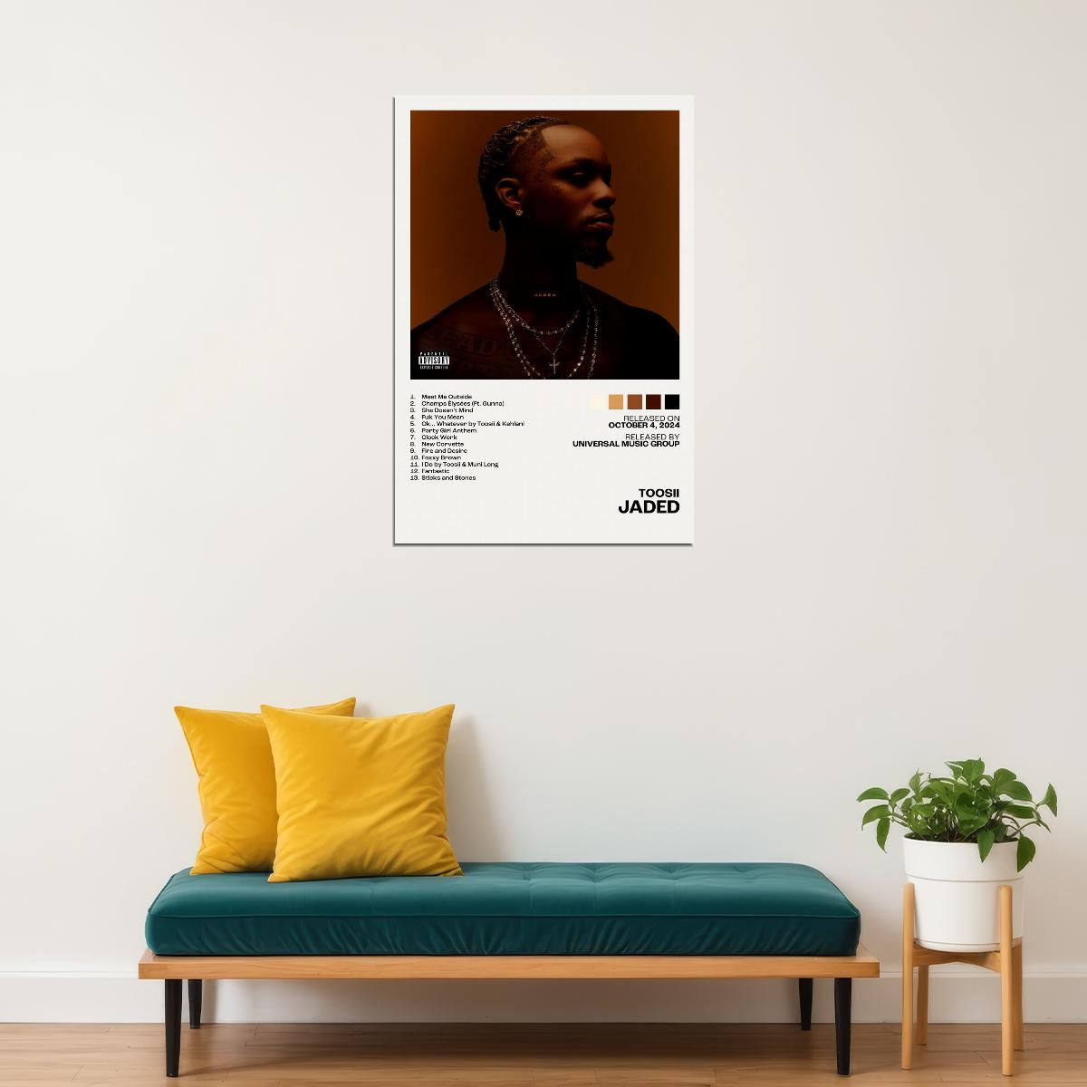 Toosii JADED Album Cover Music Poster Rap Home Decor For Living Room Hip-Hop Aesthetic Rapper Album Wall Art Records Poster Wall Decor For Bedroom