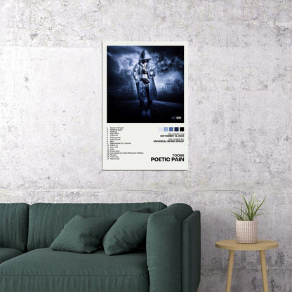 Toosii Poetic Pain Album Cover Music Poster Rap Home Decor For Living Room Hip-Hop Aesthetic Rapper Album Wall Art Records Poster Wall Decor For Bedroom