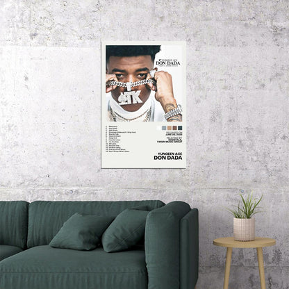 Yungeen Ace Don Dada Album Cover Music Poster Rap Home Decor For Living Room Hip-Hop Aesthetic Rapper Album Wall Art Records Poster Wall Decor For Bedroom