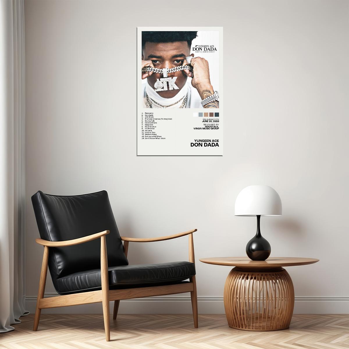 Yungeen Ace Don Dada Album Cover Music Poster Rap Home Decor For Living Room Hip-Hop Aesthetic Rapper Album Wall Art Records Poster Wall Decor For Bedroom