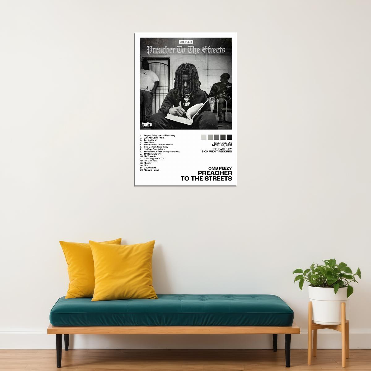 OMB Peezy Preacher To the Streets Album Cover Music Poster Rap Home Decor For Living Room Hip-Hop Aesthetic Rapper Album Wall Art Records Poster Wall Decor For Bedroom