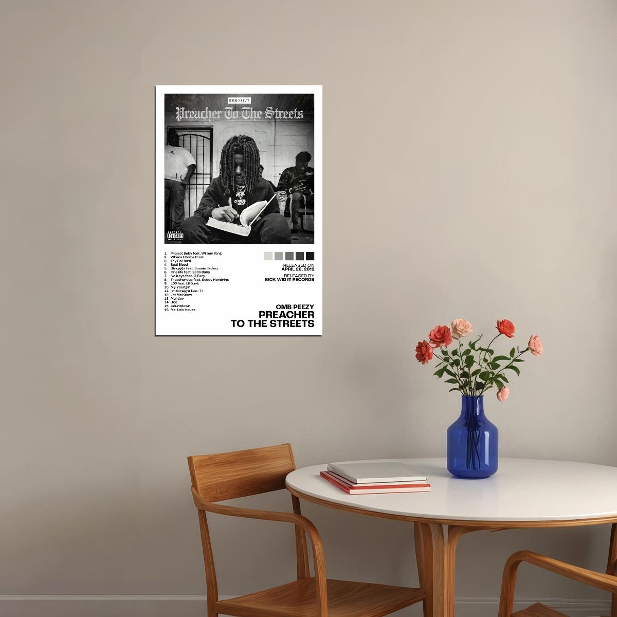 OMB Peezy Preacher To the Streets Album Cover Music Poster Rap Home Decor For Living Room Hip-Hop Aesthetic Rapper Album Wall Art Records Poster Wall Decor For Bedroom