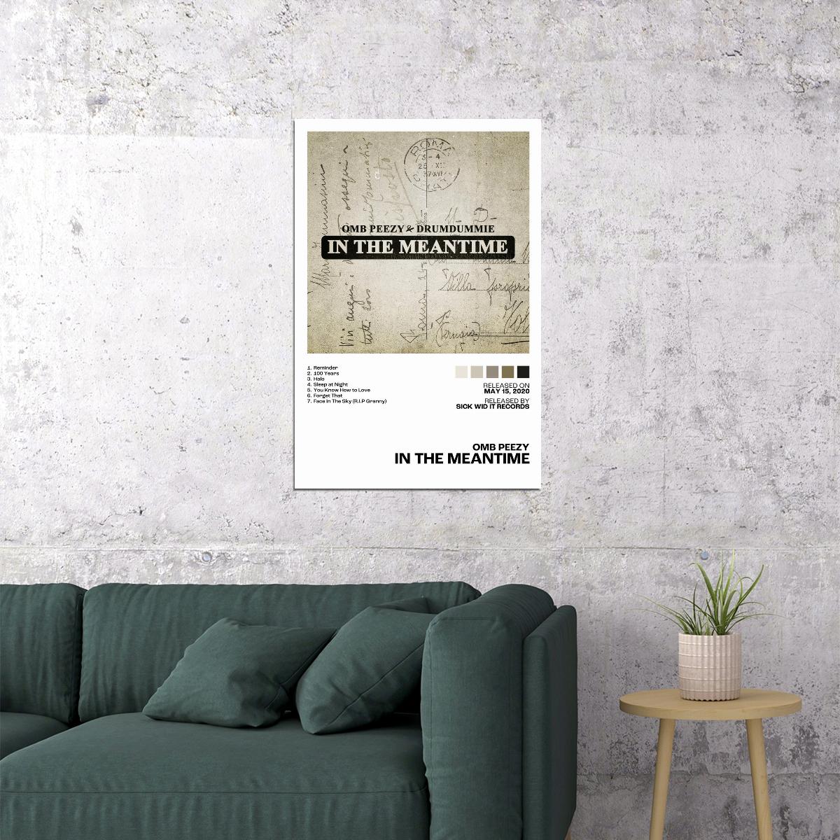 OMB Peezy In The Meantime Album Cover Music Poster Rap Home Decor For Living Room Hip-Hop Aesthetic Rapper Album Wall Art Records Poster Wall Decor For Bedroom