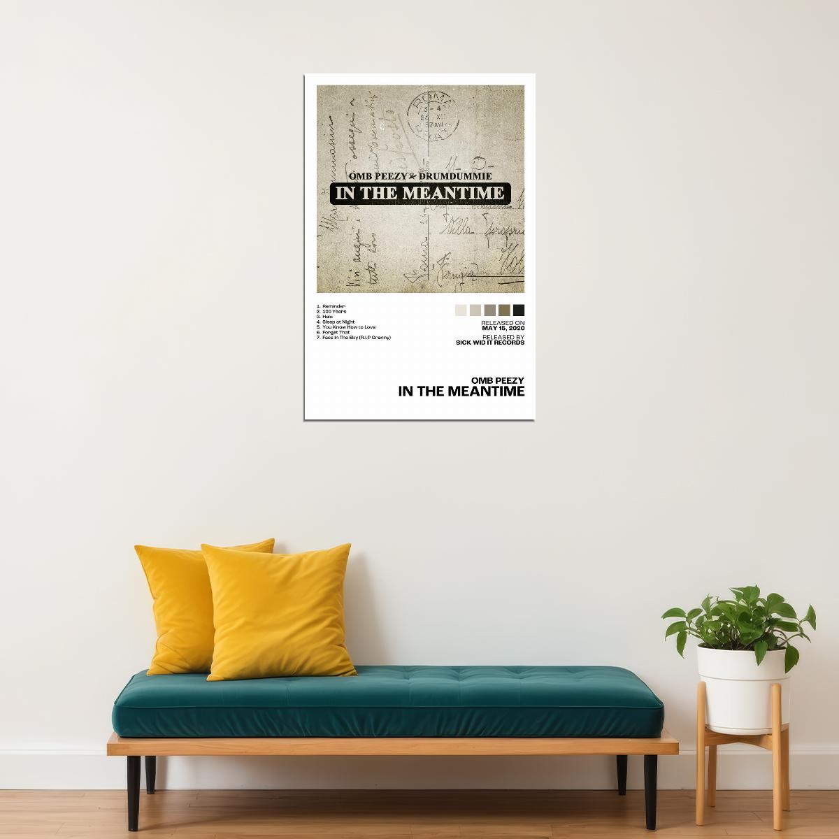 OMB Peezy In The Meantime Album Cover Music Poster Rap Home Decor For Living Room Hip-Hop Aesthetic Rapper Album Wall Art Records Poster Wall Decor For Bedroom