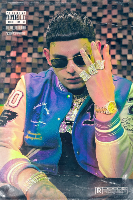 DeeBaby Rapper Music Poster Vibrant Hip-Hop Neon Aesthetic Wall Art Dynamic Colors Modern Street Style Print for Contemporary Rap Culture Decor - xonomax