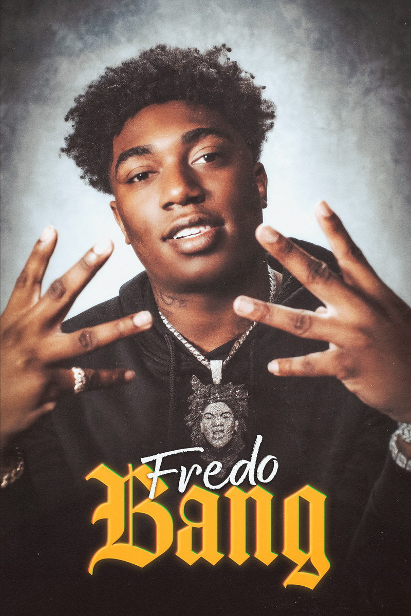 Fredo Bang Rapper Music Poster Gritty Urban Aesthetic Hip-Hop Wall Art Retro Vibe Graffiti-Inspired Style for Street Culture Fans Modern Decor - xonomax