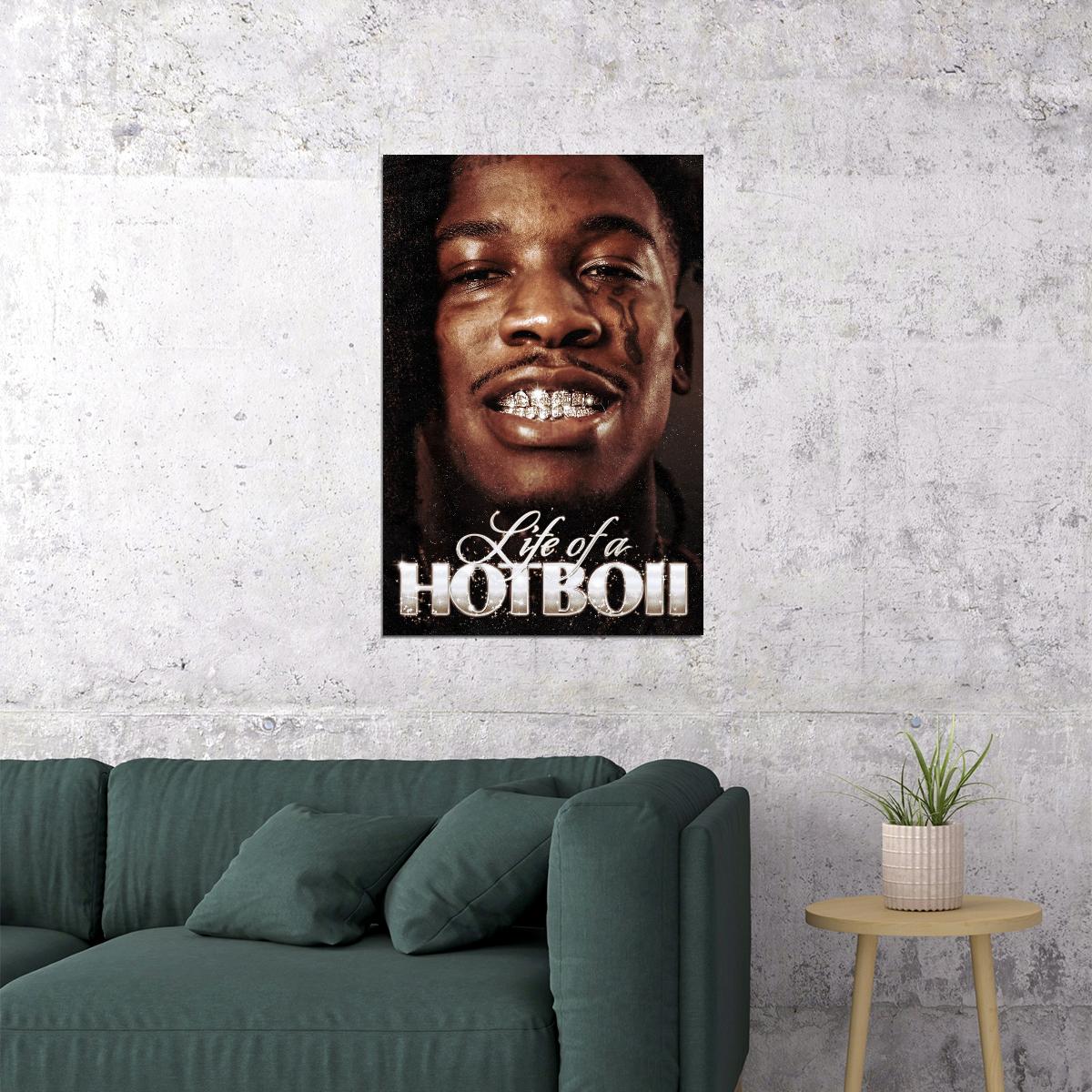 Hotboii Rapper Music Poster Old-School Aesthetic Iconic Hip-Hop Wall Art Urban Style Classic Street Influence Print for True Rap Lovers Bold Decor - xonomax