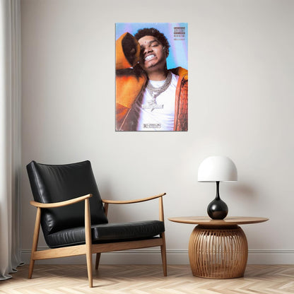 NoCap Rapper Music Poster Neon Vibrant Hip-Hop Aesthetic Wall Art Bold Colors Energetic Style Print for Modern Rap Fans Youthful Room Decor - xonomax