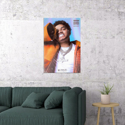 NoCap Rapper Music Poster Neon Vibrant Hip-Hop Aesthetic Wall Art Bold Colors Energetic Style Print for Modern Rap Fans Youthful Room Decor - xonomax