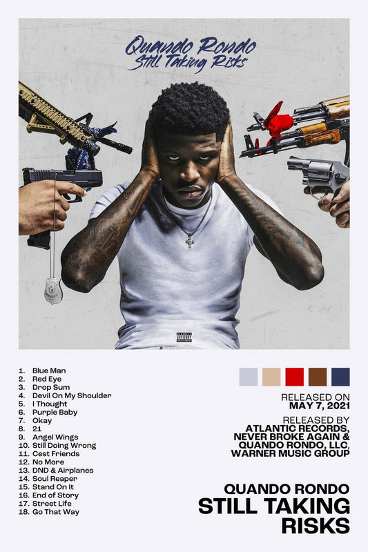 Quando Rondo Still Taking Risks Album Cover Music Poster Rap Home Decor For Living Room Hip-Hop Aesthetic Rapper Album Wall Art Records Poster Wall Decor For Bedroom - xonomax
