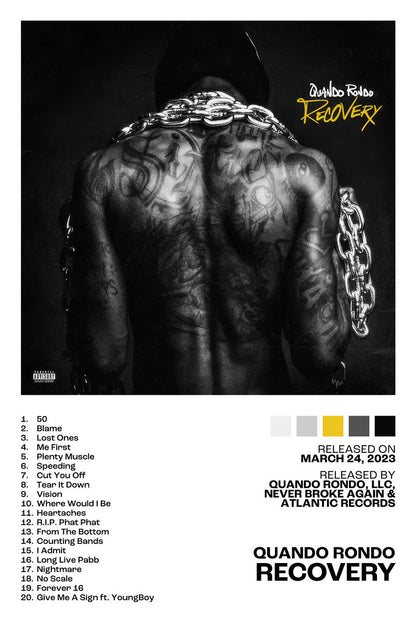 Quando Rondo Recovery Album Cover Music Poster Rap Home Decor For Living Room Hip-Hop Aesthetic Rapper Album Wall Art Records Poster Wall Decor For Bedroom - xonomax