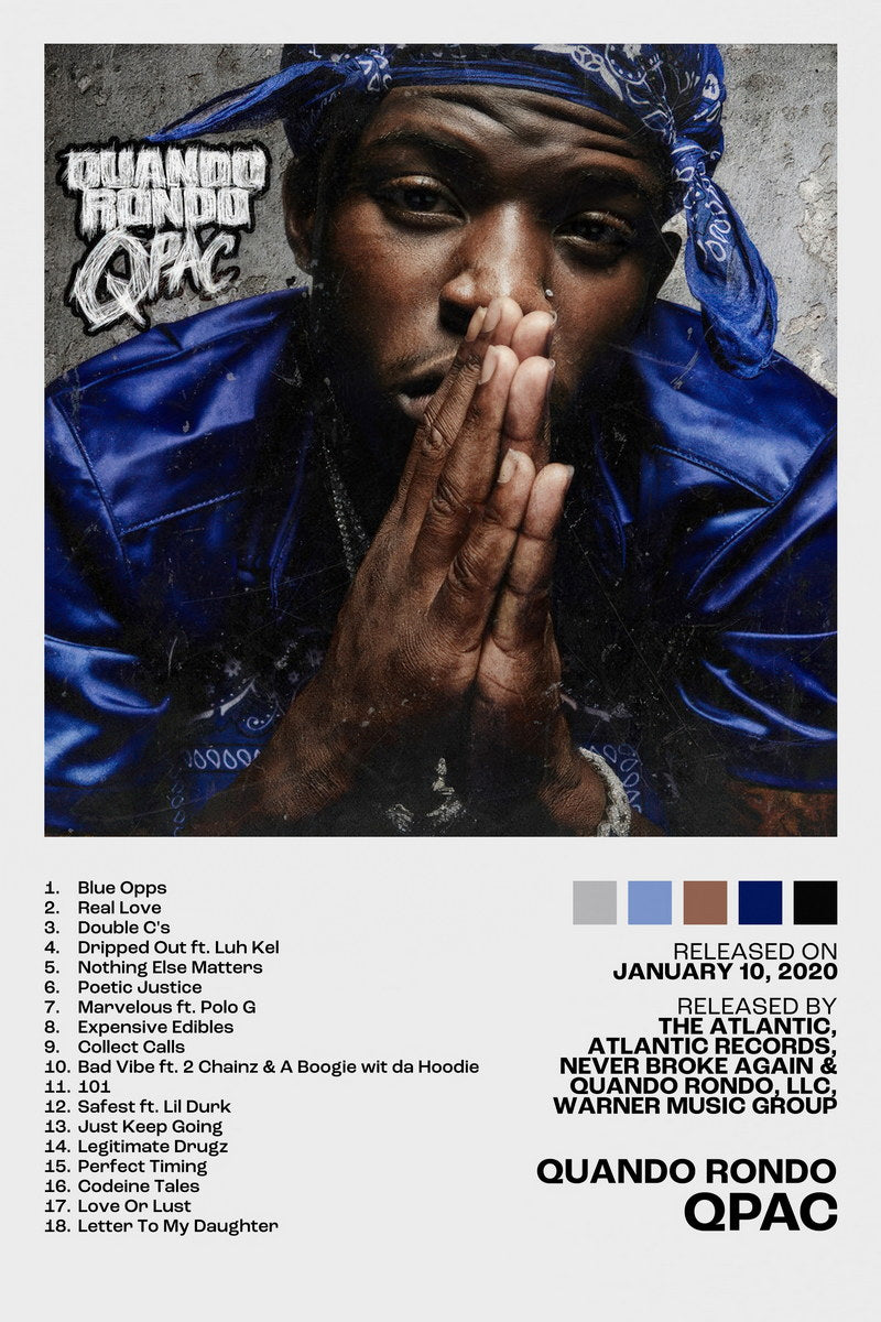 Quando Rondo Qpac Album Cover Music Poster Rap Home Decor For Living Room Hip-Hop Aesthetic Rapper Album Wall Art Records Poster Wall Decor For Bedroom - xonomax