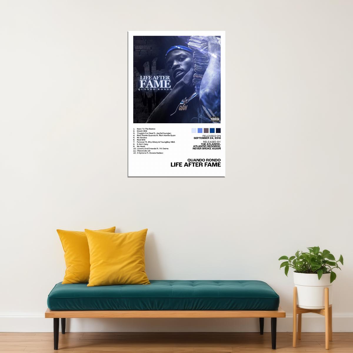 Quando Rondo Life After Fame Album Cover Music Poster Rap Home Decor For Living Room Hip-Hop Aesthetic Rapper Album Wall Art Records Poster Wall Decor For Bedroom