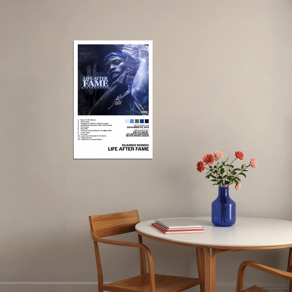 Quando Rondo Life After Fame Album Cover Music Poster Rap Home Decor For Living Room Hip-Hop Aesthetic Rapper Album Wall Art Records Poster Wall Decor For Bedroom