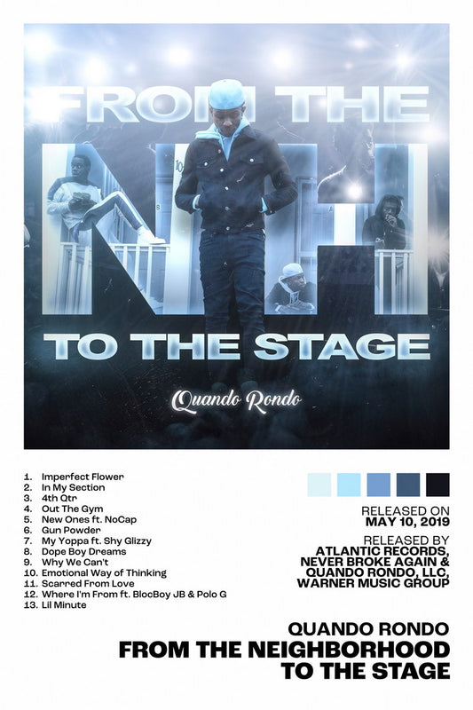 Quando Rondo From the Neighborhood to the Stage Album Cover Music Poster Rap Home Decor For Living Room Hip-Hop Aesthetic Rapper Album Wall Art Poster Wall Decor - xonomax