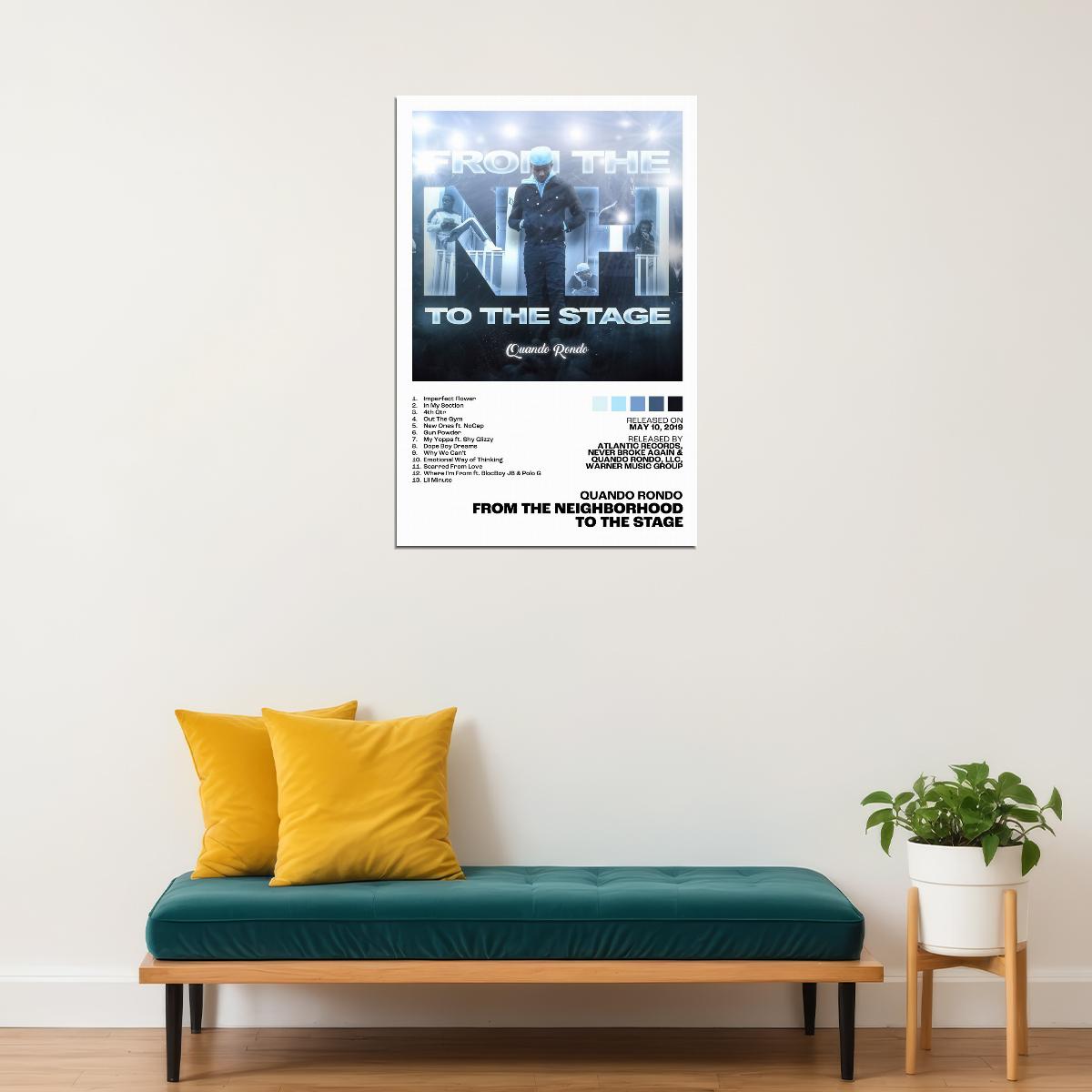 Quando Rondo From the Neighborhood to the Stage Album Cover Music Poster Rap Home Decor For Living Room Hip-Hop Aesthetic Rapper Album Wall Art Poster Wall Decor - xonomax