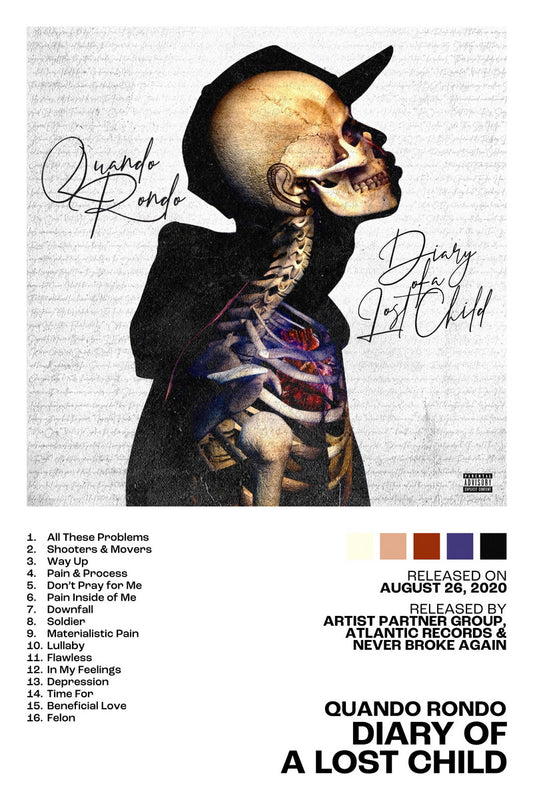 Quando Rondo Diary of a Lost Child Album Cover Music Poster Rap Home Decor For Living Room Hip-Hop Aesthetic Rapper Album Wall Art Records Poster Wall Decor For Bedroom - xonomax
